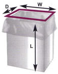 rectanglur trashcan with measurement arrows overlaid